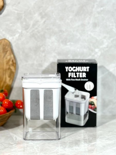 مصفاة لبنة مستطيل 1.1لتر اكرلك شفاف غطا بلاستك كبس A17/2 =رم8